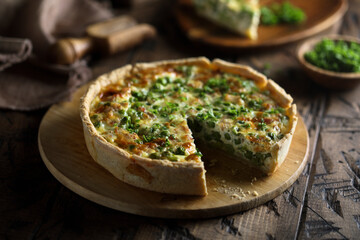 Homemade cheese pea pie or quiche
