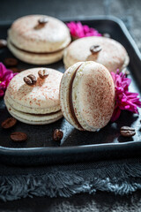 Homemade coffee macaroons as a sweet small snack