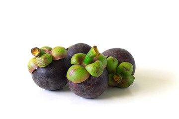 Four mangosteen with an elegant white background