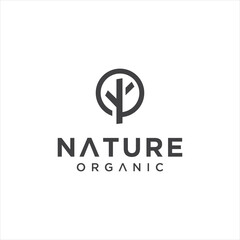 Monogram Circle Tree logo boutique Linear Design Vector Stock. Abstract Geometric Leaves Logo Wellness Design Template. Leaf Nature Logo Organic Eco Hipster Retro