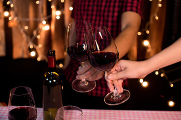 Celebrate whiskey wine on a friendly party in restaurant