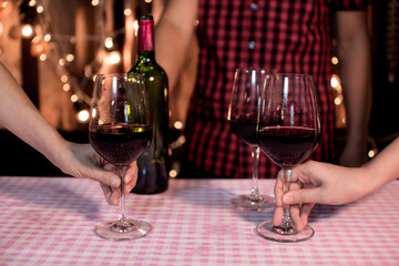 Celebrate whiskey wine on a friendly party in  restaurant