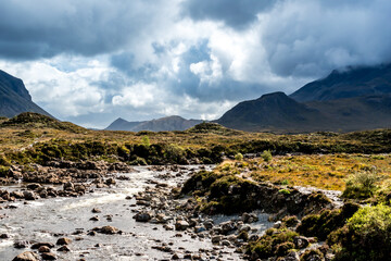 Sligachan River on the Isle of Skye, Scotland.