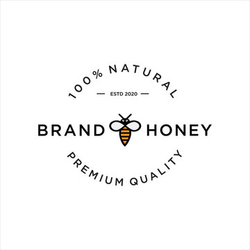 Dripping honey Logo Design Template. Honeycomb Logo Design Nature Organic. Beekeeping logo design with abstract bee. Bee logo Icon Symbol Vector Template. Beehive Icon