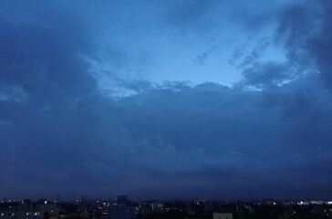 storm clouds over city