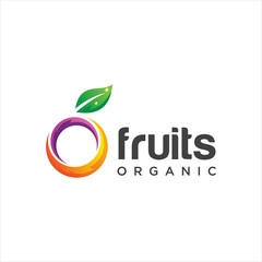 Abstract Fruit Logo Design Nature Organic. Initial Letter O Fruit Logo Design Template. Circle Fresh Fruit Logo Icon