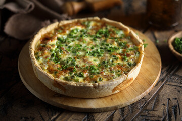 Homemade cheese pea pie or quiche