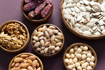 Obraz premium mixed nuts and date fruits