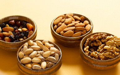 Dried fruits and mixed nuts. Healthy foods.