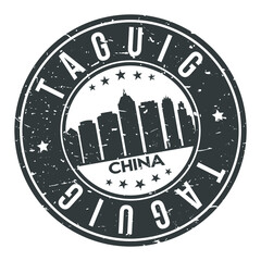 Taguig China. City Skyline. Silhouette City. Design Vector. Famous Monuments.