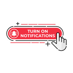 Turn On Notification button icon for social media. Notification bell icon button Vector illustration design template. Bell icon or button for video channel, blog, social media and background banner