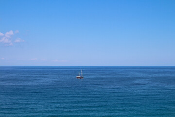  View from the Cyrenian fortress on a ship in the Mediterranean sea ...