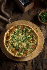 Homemade cheese pea pie or quiche