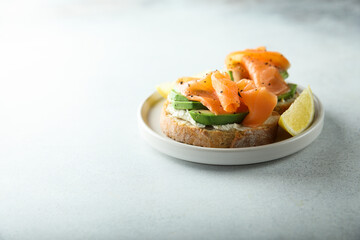 Smoked salmon with avocado on toast
