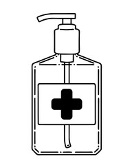 Hand sanitizer. Vector line art illustration.