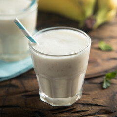 Homemade banana yogurt smoothie