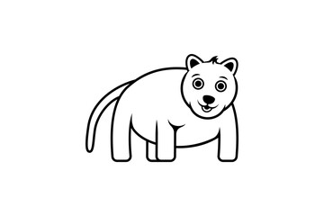 Coloring page of women cute little fat lion for preschool kids activity educational worksheet. Vector artwork