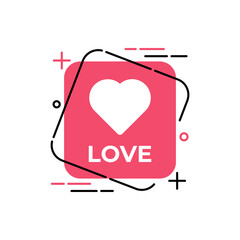 Love button icon vector for social media. Love icon Vector illustration design template. Love icon or button for video channel, blog, social media concept and background banner