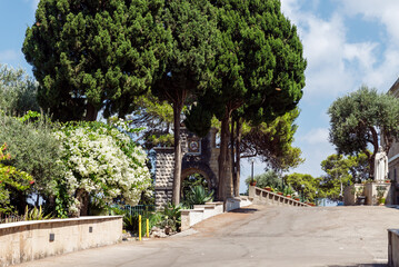 The courtyard of the Stella Maris Monastery which is located on Mount Carmel in Haifa city in northern Israel