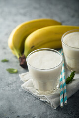 Homemade banana yogurt smoothie