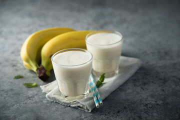 Homemade banana yogurt smoothie
