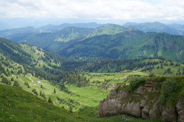 Fototapeta na wymiar View from the hochgrat mountain near oberstaufen in bavaria, allgäu alps