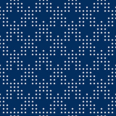 Seamless vector pattern with small white stars on blue background. 4th July regular abstract geometric pattern. Independence day background.