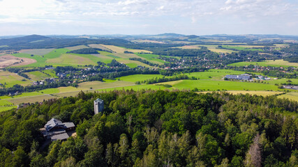 Aerial View from the Breiteberg to the Zittau mountains