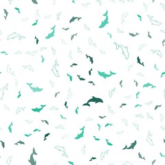 Fototapeta premium Light Green vector seamless backdrop with ocean dolphins. Shining illustration of colorful gradient sea dolphins. Template for natural magazines.