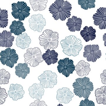 Dark BLUE vector seamless elegant wallpaper with flowers. Creative illustration in blurred style with flowers. Design for wallpaper, fabric makers.