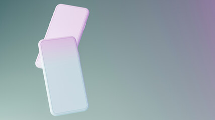 Mobile phone mockup with blank screen on pastel color background.3d render illustration.
