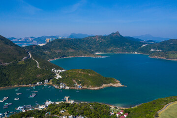 Naklejka na ściany i meble Aerial view of Hong Kong natural island