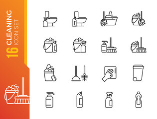 Cleaning and Housework line icon  - outline web icon set, vector, thin line icons collection