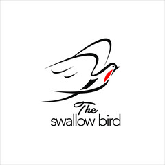 Obraz premium swallow logo flying line art hand drawn bird animal vector design element template