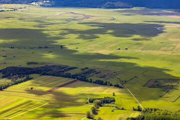 The view of natural phenomenon Cerknica intermittent lake from Slivnica, Slovenia 