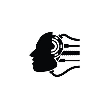 Robot head icon logo on with background, artificial intelligence technology concept.