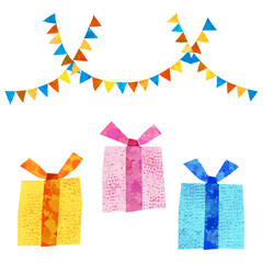 ベクター　ガーランドとプレゼントボックスのイラスト