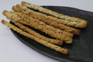 Bread Sticks, Italian Appetizer , on White Background