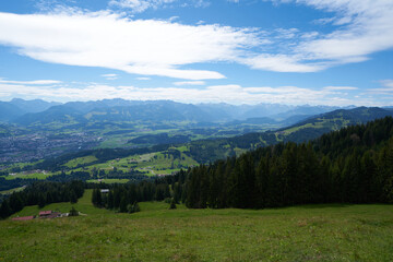 Fototapeta na wymiar summer scenery view from the mittag mountain in bavaria