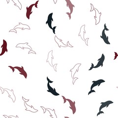 Dark Green, Red vector seamless texture with dolphins. Modern abstract illustration with sea dolphins. Pattern for marine leaflets.