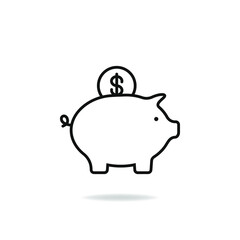 Piggy bank icon design isolated on white background. Vector illustration