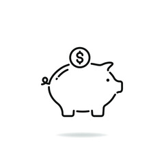 Piggy bank icon design isolated on white background. Vector illustration