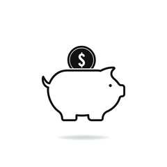 Piggy bank icon design isolated on white background. Vector illustration