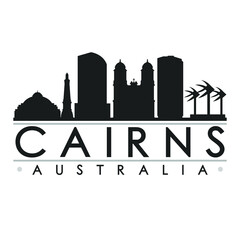 Cairns Australia Oceania Skyline Silhouette Design City Vector Art Famous Buildings.