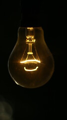 light bulb on black background