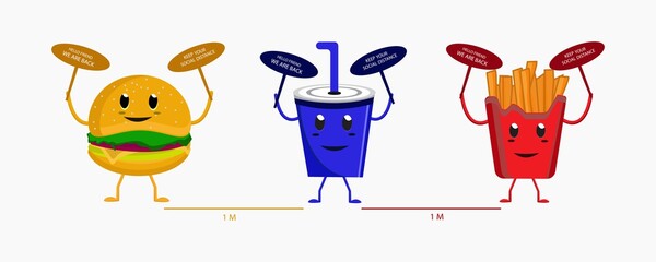 Naklejka premium fast food with with an appeal while maintaining social distance