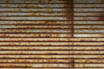 Broken metal roll up door background 
