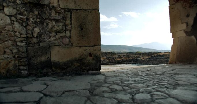 Hall of Columns with View of Mitla Mountains