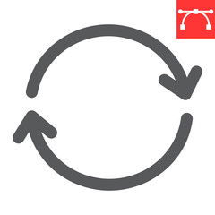 Reload glyph icon, ui and button, refresh sign vector graphics, editable stroke solid icon, eps 10.