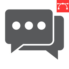 Chat glyph icon, ui and button, message sign vector graphics, editable stroke solid icon, eps 10.